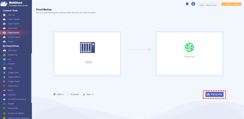 synology to wasabi backup