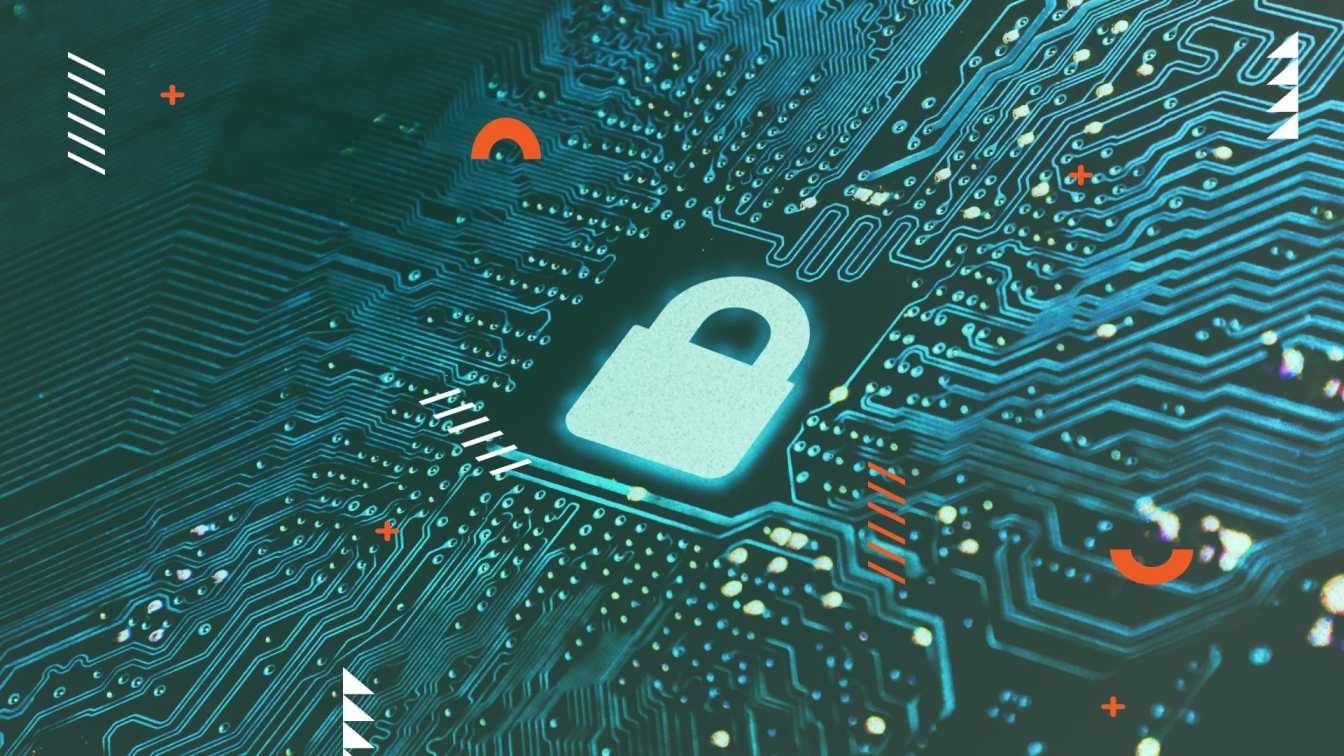 A padlock resting on a circuit board, symbolizing blockchain security