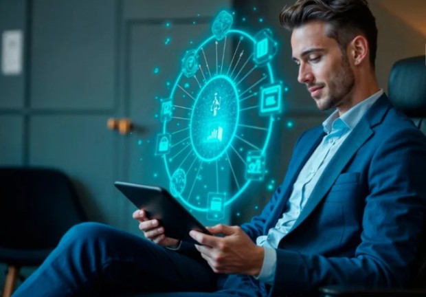 an entrepreneur implementing cybersecurity measures for his business